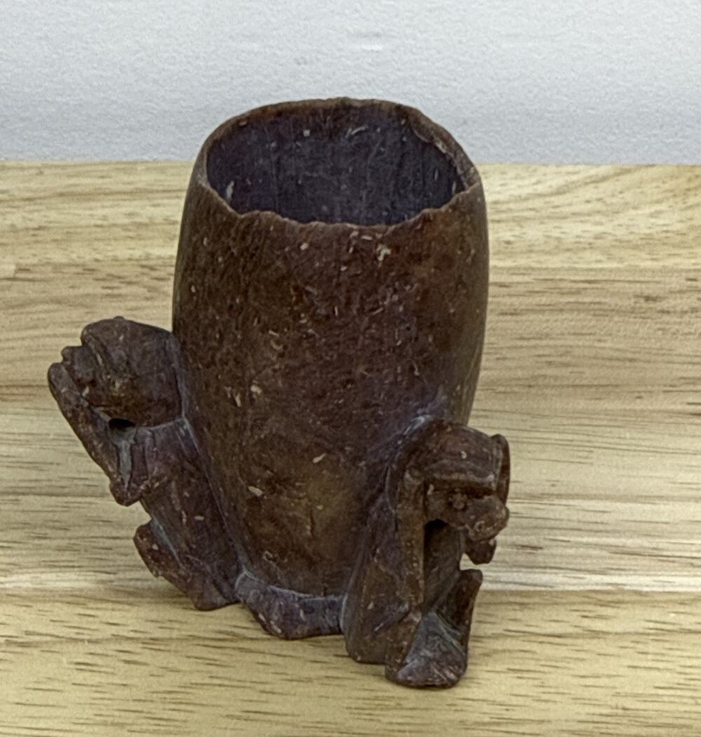Carved Stone Tooth Pick / Match Holder 3 Wise Monkeys Hear, See, Speak No Evil